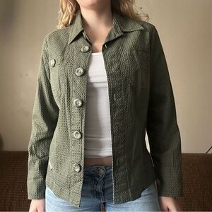 Columbia Sportswear Women’s Waffle Knit Shirt Jacket Green Button Up Size M